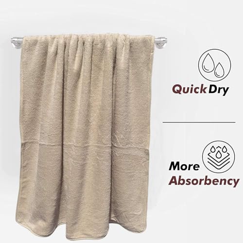 Fezora Microfiber Bath Towel for Men & Women – Large Size 70x140 cm, 400 GSM, Ultra Soft, Quick Dry, Lightweight & Super Absorbent Towel for Bathroom, Gym, Spa, Travel & Swimming (Beige) - Image 2