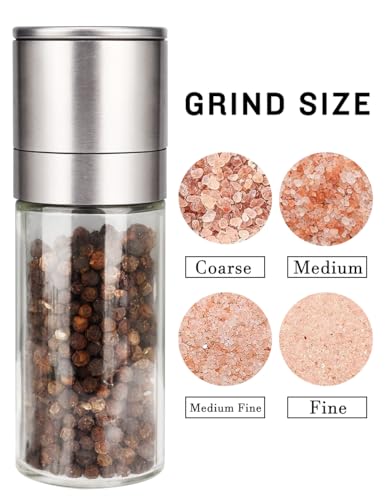 Gulex® Salt and Pepper Grinder Set, Pepper Mill, Sea Salt Shaker Grinder Refillable, Adjustable Coarseness, Stainless Steel with Ceramic Rotor(Seasoning not included) - Image 2