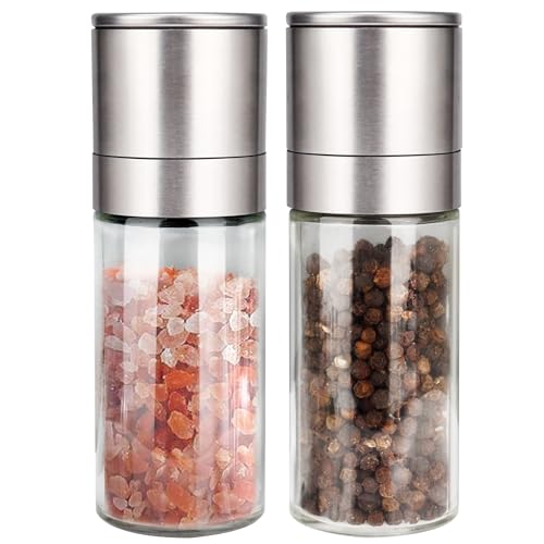 Gulex® Salt and Pepper Grinder Set, Pepper Mill, Sea Salt Shaker Grinder Refillable, Adjustable Coarseness, Stainless Steel with Ceramic Rotor(Seasoning not included) - Image 1