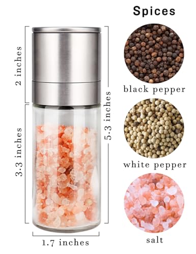 Gulex® Salt and Pepper Grinder Set, Pepper Mill, Sea Salt Shaker Grinder Refillable, Adjustable Coarseness, Stainless Steel with Ceramic Rotor(Seasoning not included) - Image 3