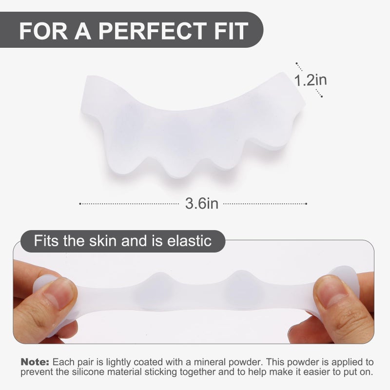 Roogaluckeep Silicone Toe Separators for Men and Women - Bunion Corrector & Hammertoe Straightener for Overlapping Toes, Plantar Fasciitis Relief & Foot Pain - Adjustable Gel Toe Spacers for Running, Yoga & Pedicure Care - Washable & Reusable (2 Pairs, White) - Image 5