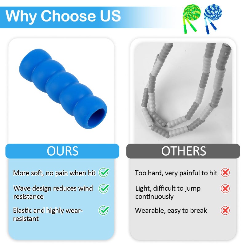 PEASUG Jump Rope for Kids, Adjustable Jump Ropes for 4 5 6 7 8 10 12, Tangle Free Jumping Rope Age 8-12, Segmented Soft Beaded Skipping Rope for Women Fitness (Green and Blue) - Image 4