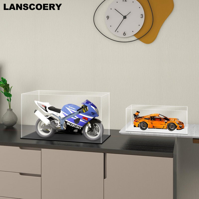 LANSCOERY حافظة عرض أكريليك شفافة من لانسكويري، صندوق عرض أفقي مع قاعدة سوداء، عرض محمي من الغبار للقطع التذكارية والتماثيل (10x6x8 بوصة؛ 25x15x20 سم) - Image 3