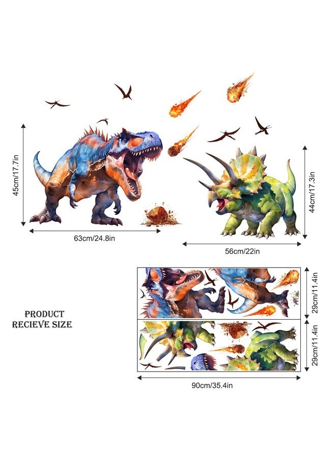 Supzone Large Dinosaur Wall Decals for Kids Room - Tyrannosaurus Triceratops Dino Wall Stickers for Boys Bedroom, Living Room, Baby Nursery Wall Art Decor - Image 3