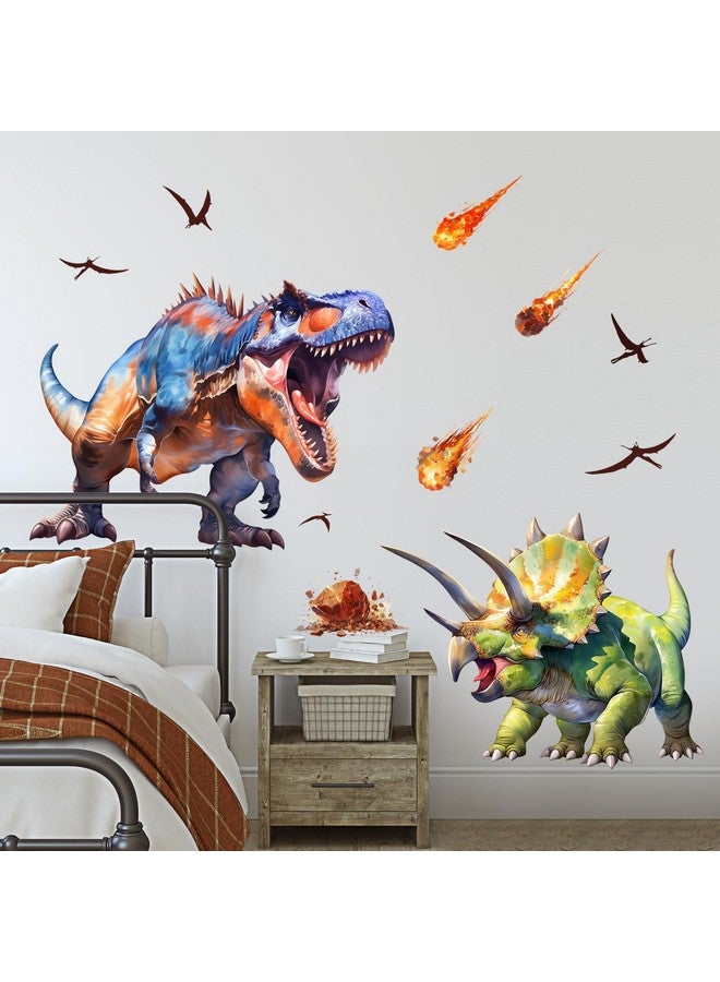 Supzone Large Dinosaur Wall Decals for Kids Room - Tyrannosaurus Triceratops Dino Wall Stickers for Boys Bedroom, Living Room, Baby Nursery Wall Art Decor - Image 1