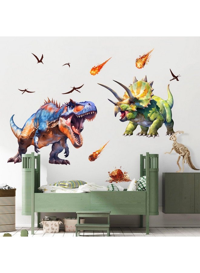 Supzone Large Dinosaur Wall Decals for Kids Room - Tyrannosaurus Triceratops Dino Wall Stickers for Boys Bedroom, Living Room, Baby Nursery Wall Art Decor - Image 4