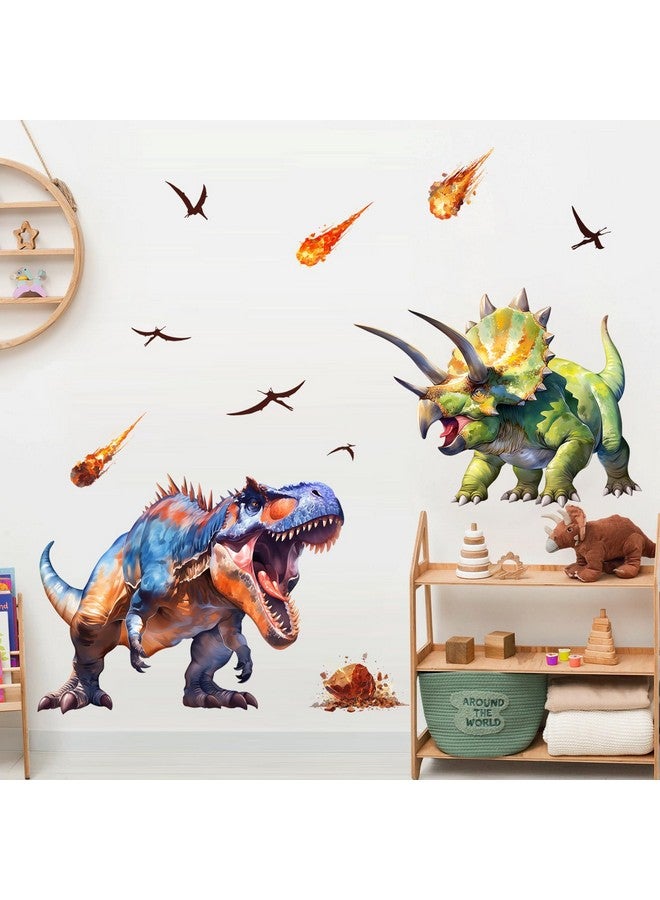 Supzone Large Dinosaur Wall Decals for Kids Room - Tyrannosaurus Triceratops Dino Wall Stickers for Boys Bedroom, Living Room, Baby Nursery Wall Art Decor - Image 2