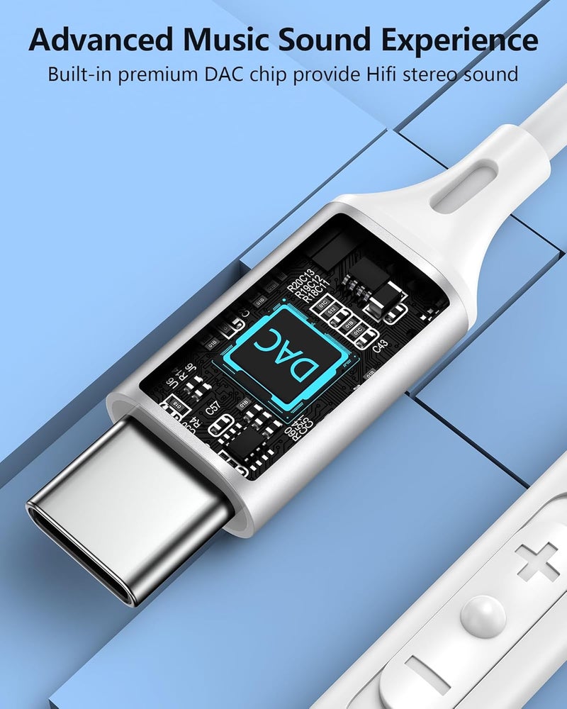 AILKIN iPhone 17 USB C Headphones Wired, Earbuds with Microphone for iPhone 17 Air 16 15 Pro Max, Type C in-Ear Headphones with Mic, USBC Wired Ear Buds for Samsung Galaxy S25 S24 Ultra A17 Pixel Earphones - Image 2
