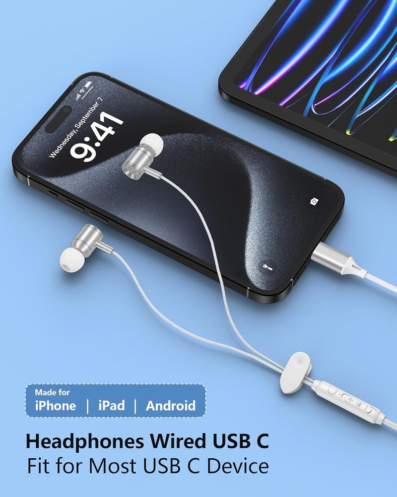 AILKIN iPhone 17 USB C Headphones Wired, Earbuds with Microphone for iPhone 17 Air 16 15 Pro Max, Type C in-Ear Headphones with Mic, USBC Wired Ear Buds for Samsung Galaxy S25 S24 Ultra A17 Pixel Earphones - Image 4