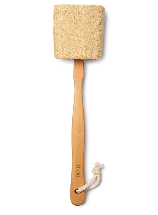 DEVIT™ Natural Exfoliating Loofah Bath Brush On a Stick - with Long Wooden Handle Back Brush for Men & Women - Shower Sponge Body Back Scrubber Pack of 1 - Image 1