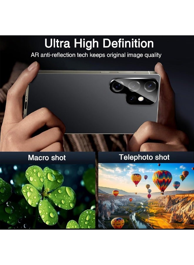 3 Pack Samsung Galaxy S25 Ultra Tempered Glass Camera Lens Protector, Ultra HD, 9H Hardness, Anti-Scratch, Case Friendly, Easy Installation - Black - Image 4