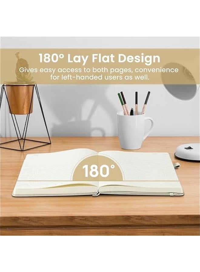 Arabest Lined Journal Notebook for Women & Men, Hardcover Leather Journal for writing, A5 College Ruled Notebook for Work & Note Taking, Perfect for Office School Home Supplies, 160 s, Beige Grey - Image 4