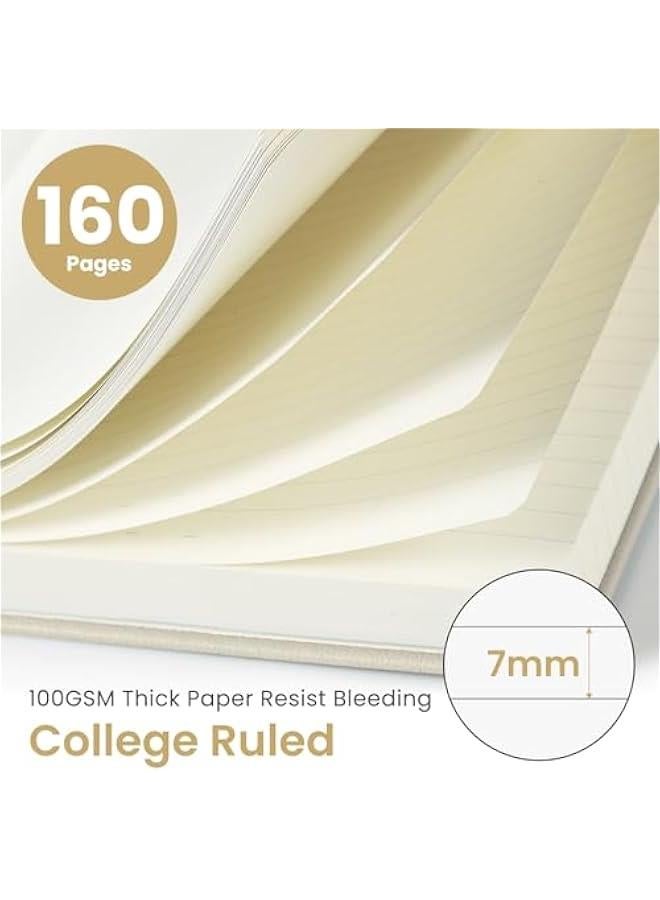 Arabest Lined Journal Notebook for Women & Men, Hardcover Leather Journal for writing, A5 College Ruled Notebook for Work & Note Taking, Perfect for Office School Home Supplies, 160 s, Beige Grey - Image 2