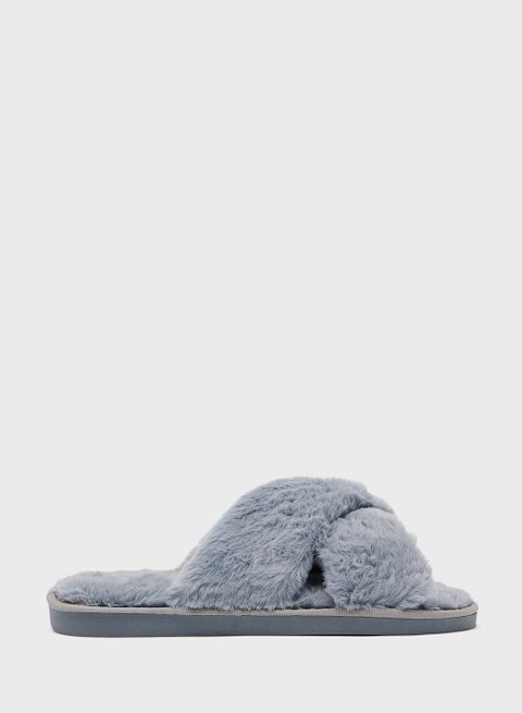 Crossover Fluffy Bedroom Slipper