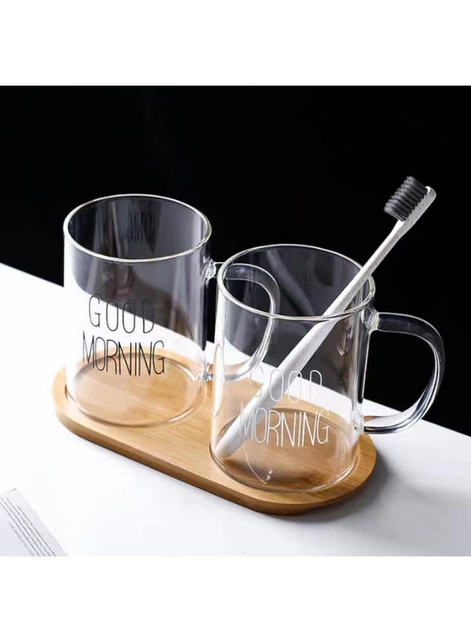 مج زجاج شفاف كبير مكتوب عليه كلمة جود مورينينج مناسبة كهدية للكريسماس والقهوة والشاي - مجموعة اكواب زجاجية واحد قطعة شفافة - مج شفاف ايس كويس - مج للقهوة وللشاي مطبوع عليه كلمة صباح الخير  - مناسب كديكور علي المكتب - مثالي للاستمتاع بالبن والعصاير - Image 5