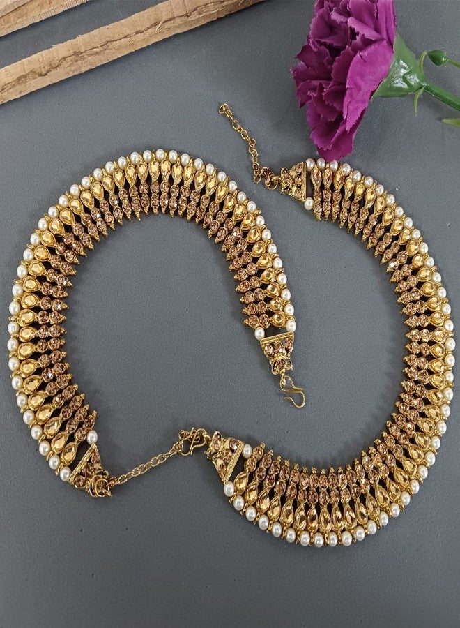 Efulgenz Indian Bridal Anklets for Women Indian Bollywood Anklet Crystal Rhinestone Faux Kundan Pearl Wedding Bridal Anklet Set Bracelet Payal Foot Jewelry - Image 2