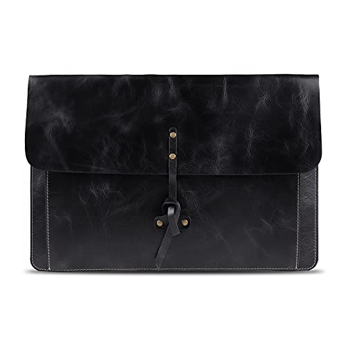 Londo Real Grain Leather MacBook Pro and MacBook Air Case, Front Pocket & Flap Closure - 16 Inch - 15 Inch - 15.5 Inch (M4, M3, M2, M2, M1, Pro & Max) 2020 to 2024 Models