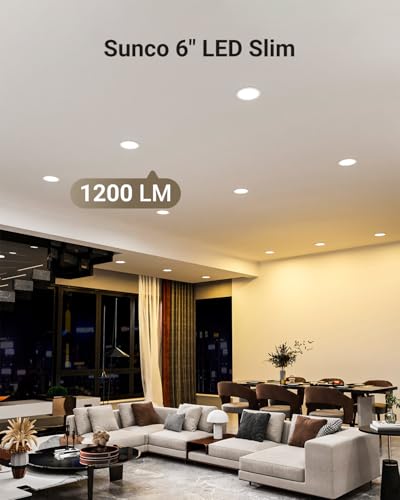 Sunco Lighting Sunco 6 Inch LED Recessed Light, Canless Ceiling Lights Slim with Junction Box, 1200 LM, 14W (100W Equivalent), Selectable CCT 2700K/3000K/4000K/5000K/6000K, Dimmable, Wafer Thin ETL 4 Pack - Image 2