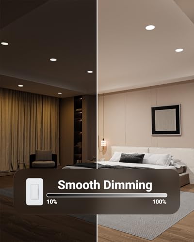 Sunco Lighting Sunco 6 Inch LED Recessed Light, Canless Ceiling Lights Slim with Junction Box, 1200 LM, 14W (100W Equivalent), Selectable CCT 2700K/3000K/4000K/5000K/6000K, Dimmable, Wafer Thin ETL 4 Pack - Image 5