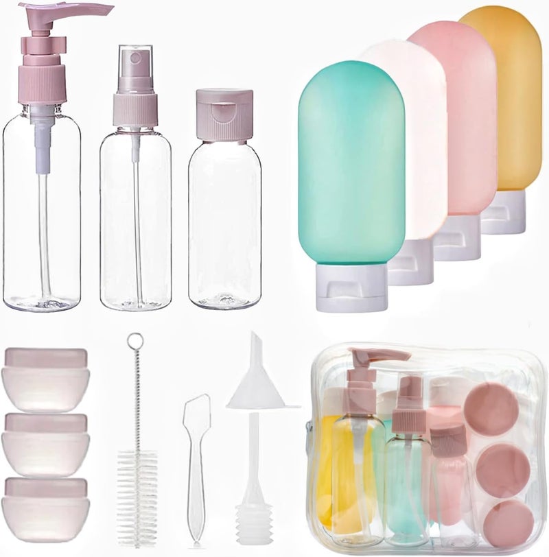 PiyuBind Travel Bottles Set For Toiletries Travel Size Containers Leak Proof Silicone Squeezable Spray Bottles Jars For Women Men, For Shampoo Lotion Body Wash (12pcs 100ml Toiletries Bottles) - Image 1