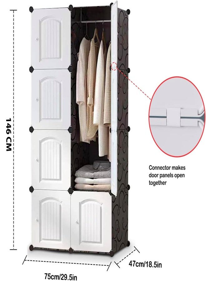 EXVITO Collapsible Wardrobe Storage Cabinet | 8 Door Plastic Modular Clothes Organizer for Kids | Foldable Wardrobe Storage Rack with Hanging Space | Multi-Purpose Kids Closet Organizer - White - Image 2