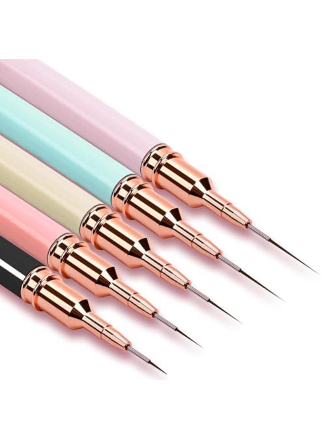 JASSINS Nail Art Liner Brushes 5Pcs Gel Polish Painting Art Design Pen Set Striping Brushes for Thin Long Lines Tiny Details Fine Drawing Delicate Coloring Sizes 79111525mm - Image 1