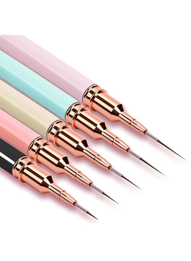 JASSINS Nail Art Liner Brushes 5Pcs Gel Polish Painting Art Design Pen Set Striping Brushes for Thin Long Lines Tiny Details Fine Drawing Delicate Coloring Sizes 79111525mm - Image 2