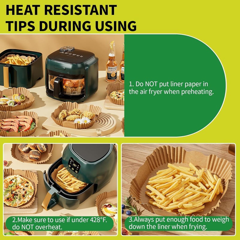 DSMY 200 PCS Air Fryer Disposable Paper Liners,8 Inch Square Parchment Disposable Paper Liner for 5-8QT Air Fryer,Baking, Roasting and Microwave, Non-Stick Airfryer Accessories - Image 3