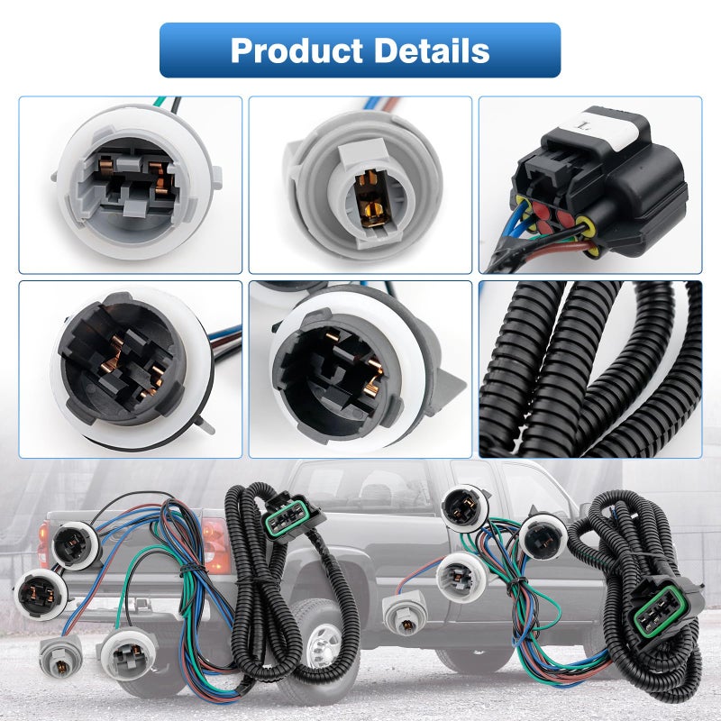 TOP-MAX Tail Light Wiring Harness Compatible with 2003-2007 Chevy Silverado 1500 1500HD 2500 2500HD 3500 3500HD, Rear Driver and Passenger Side Tail Light Harness Replaces 16531401 16531402 - Image 5