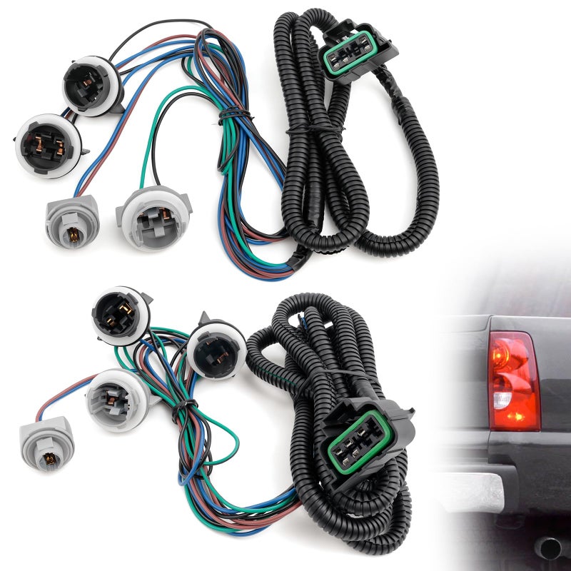 TOP-MAX Tail Light Wiring Harness Compatible with 2003-2007 Chevy Silverado 1500 1500HD 2500 2500HD 3500 3500HD, Rear Driver and Passenger Side Tail Light Harness Replaces 16531401 16531402 - Image 1