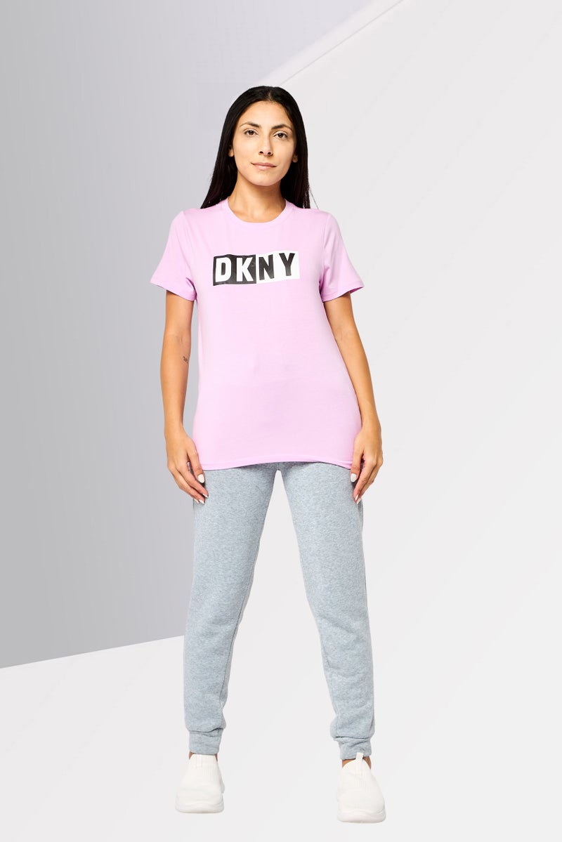DKNY Women Sportswear Fit Short Sleeve Training T-Shirt, Lilac - Image 2