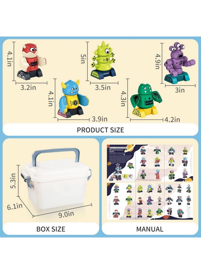 TEMI Magnetic Robot Toy For 3-5 Years Old - Monster Blocks Stacking Transform Toys With Storage Box, Set For Kids Age 3 4 5 6 7 Years Old Boys, Christmas & Birthday Gift - Image 2