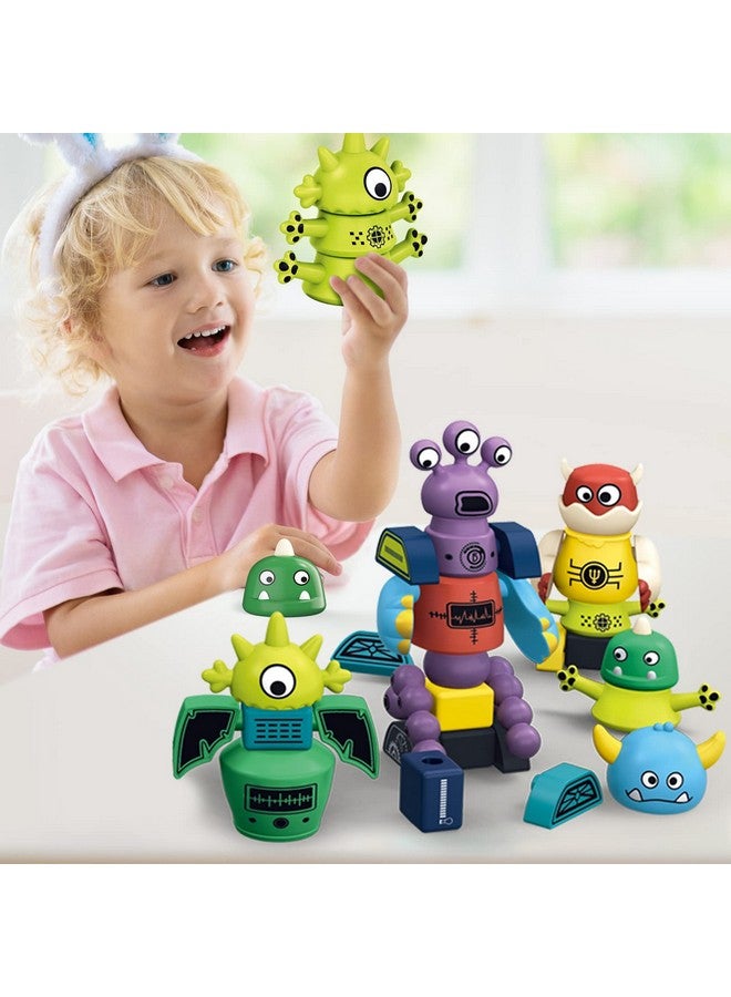 TEMI Magnetic Robot Toy For 3-5 Years Old - Monster Blocks Stacking Transform Toys With Storage Box, Set For Kids Age 3 4 5 6 7 Years Old Boys, Christmas & Birthday Gift - Image 3