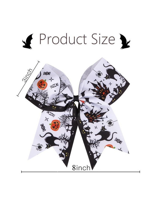 Halloween Cheer Hair Bows Glittery Orange Purple Black Cheerleading Hair Ties Large Sequin Ponytail Holder Hair Accessories For Women Girls Halloween Costume Decoration (Multi)