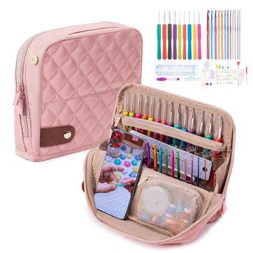 MYBAGZING 82Pcs Crochet Hook Set with Storage Case Stand Up Crochet Hook Case with 20 Size Crochet Hooks needles Crochet Accessories Crochet Needles Set for Crochet Lovers Crochet Kit for Beginners - Image 1