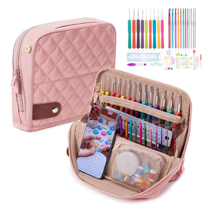 MYBAGZING 82Pcs Crochet Hook Set with Storage Case Stand Up Crochet Hook Case with 20 Size Crochet Hooks needles Crochet Accessories Crochet Needles Set for Crochet Lovers Crochet Kit for Beginners - Image 2