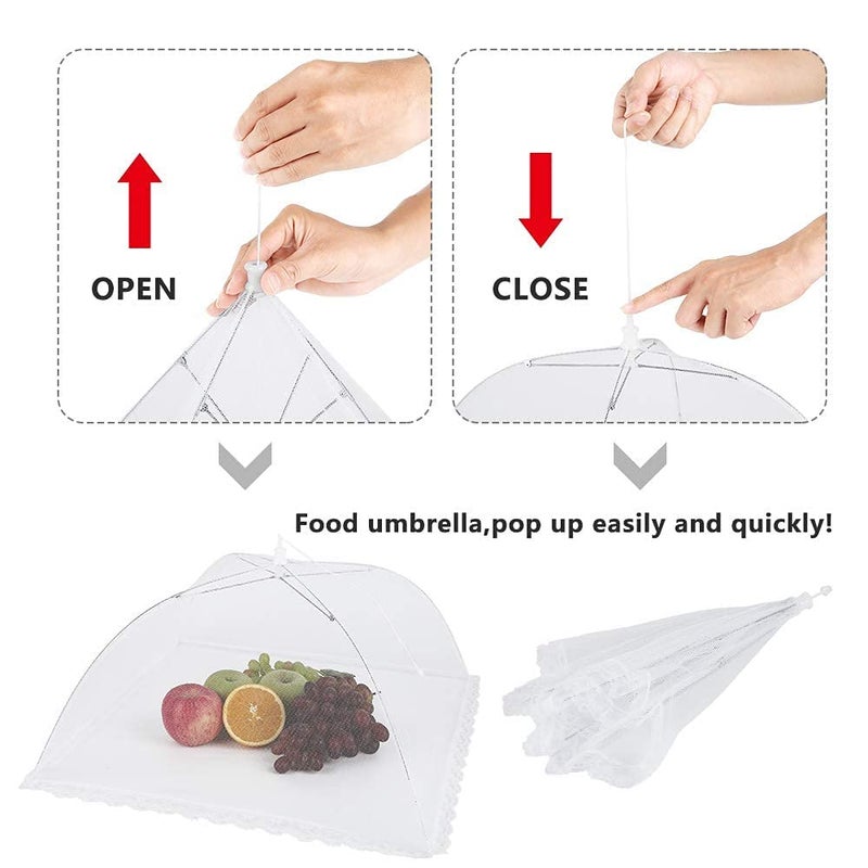 CELLEBII CELLEBII Reusable and Collapsible Fabric Food Cover Tent Umbrella Foldable Food Cover Umbrella Shape Meal Insect Net Mesh Cover Multi color  - Image 4