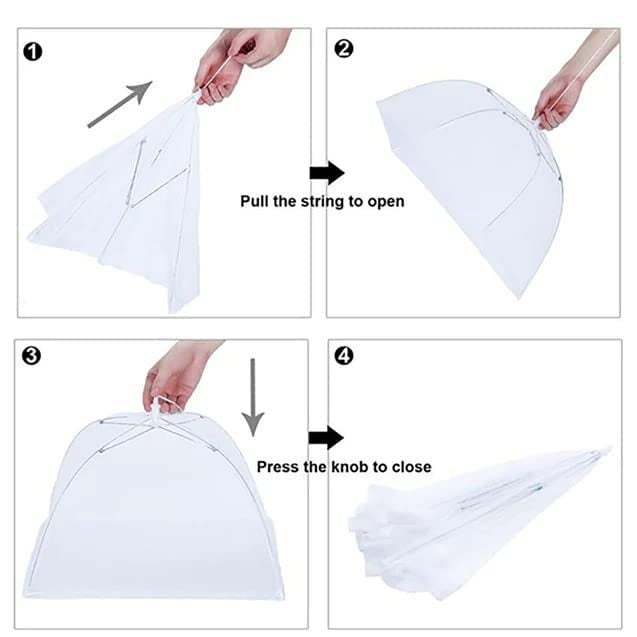 CELLEBII CELLEBII Reusable and Collapsible Fabric Food Cover Tent Umbrella Foldable Food Cover Umbrella Shape Meal Insect Net Mesh Cover Multi color  - Image 2