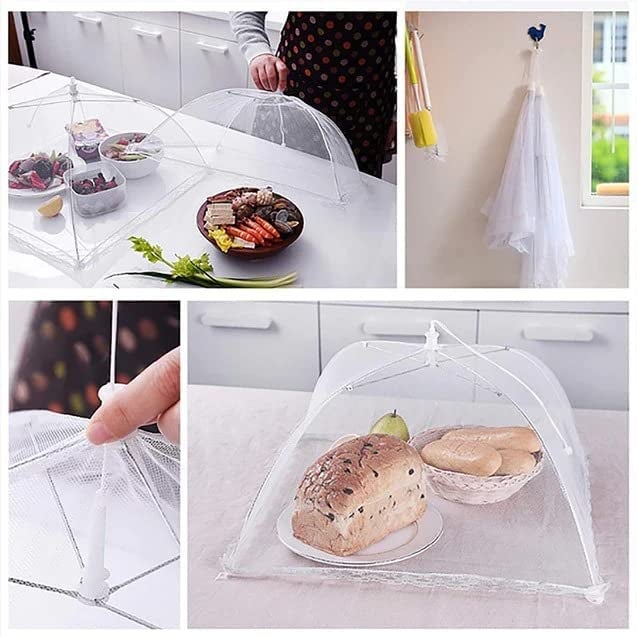 CELLEBII CELLEBII Reusable and Collapsible Fabric Food Cover Tent Umbrella Foldable Food Cover Umbrella Shape Meal Insect Net Mesh Cover Multi color  - Image 3