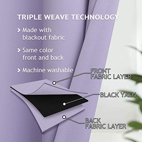 COSVIYA Grommet Room Darkening Curtains 84 inch Length 2 Panels,Thick Polyester Light Blocking Insulated Thermal Window Lilac Curtain Drapes for Bedroom/Living Room,52x84 inches - Image 4