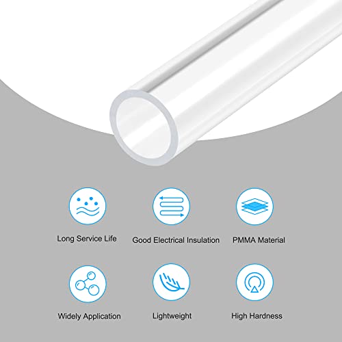 MECCANIXITY Acrylic Pipe Rigid Round Tube Clear 13mm(0.5") ID 15mm(0.6") OD 305mm(12") for Lamps and Lanterns,Water Cooling System 2pcs - Image 3