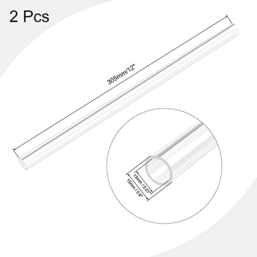 MECCANIXITY Acrylic Pipe Rigid Round Tube Clear 13mm(0.5") ID 15mm(0.6") OD 305mm(12") for Lamps and Lanterns,Water Cooling System 2pcs - Image 2