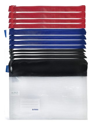 12-Piece A3 Size Zipper Bag Assorted Colours - pzsku/Z8D474CF053A70FCDCEA9Z/45/_/1663682881/e5e38582-b0cf-4092-b419-d99ccf529cea