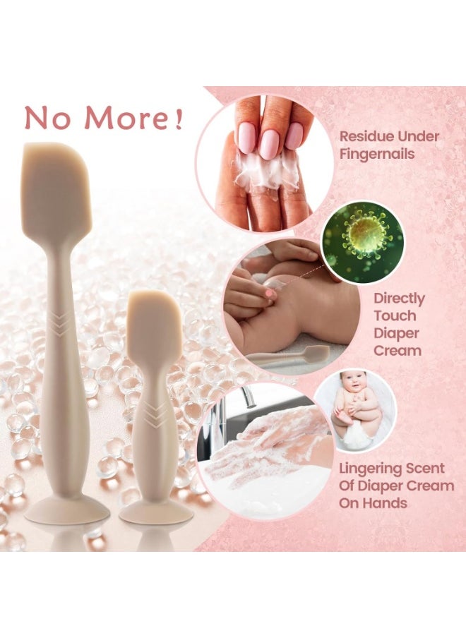 Meetion Diaper Cream Spatula, 2 Pack Butt Spatula Baby, Full-Size + Mini Silicone Diaper Cream Applicator for Babies, Newborn Baby Necessities (Grey)  - Image 2
