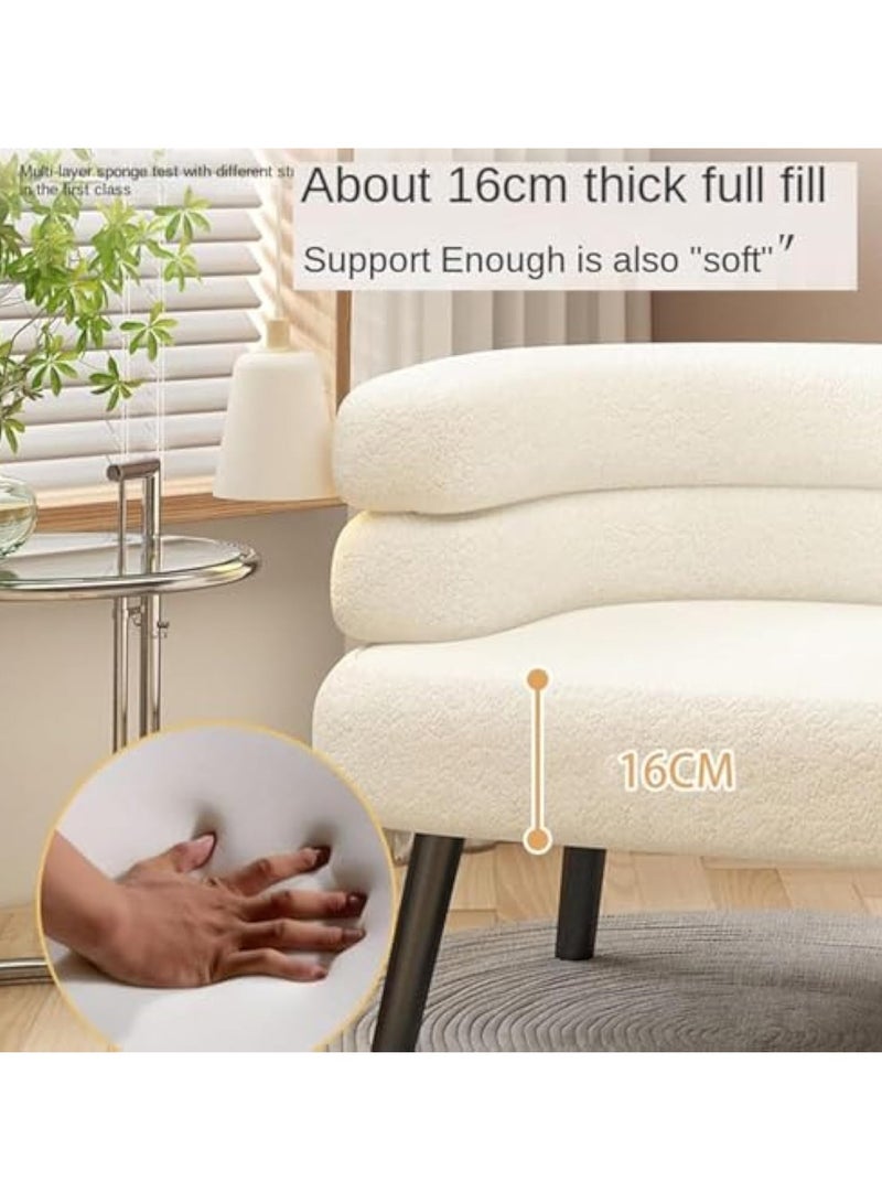 Arabest Makeup Chair for Vanity, Modern Single Tufted Sofa Chair, Cosy Sherpa Chair for Small Spaces, Cute Padded Makeup Chair for Women and Girls, Boucle Fabric Armchair for Living Room Bedroom,White  - Image 5