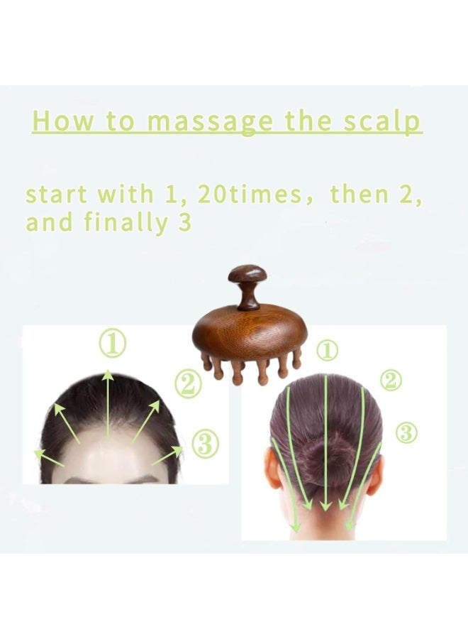 Sandalwood Scalp Massage Set, 28-Pin Disc Massager and 5-Tooth Meridian Comb, Traditional Wooden Hair and Body Care Tools - Image 3
