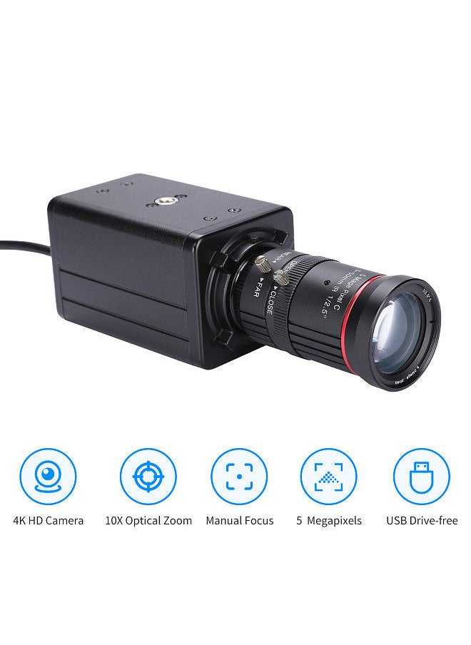 Generic - 4K HD Camera Computer Camera USB Webcam 10X Optical Zoom Manual Focus Auto Exposure Compensation Comaptible with Window XP/7/10 Linux Android Plug & Play - Image 1