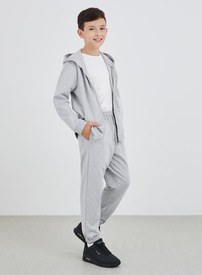 ستايلي بنطلون رياضي رمادي سادة بأساور وجيوب جانبية - Image 2