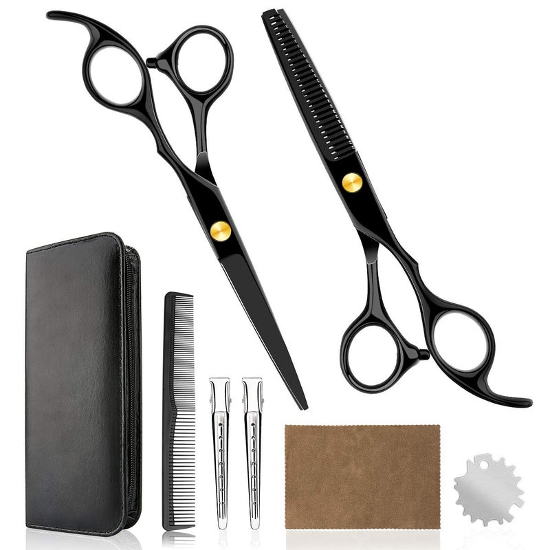 Himart Professional Home Hair Cutting Kit Home Haircutting Scissors Barber Salon Home Thinning Shears Kit with Comb Case for Men Women Black - Image 1