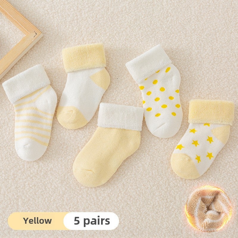 2023 Spring Autumn Kids Warm Cotton Socks Yellow 